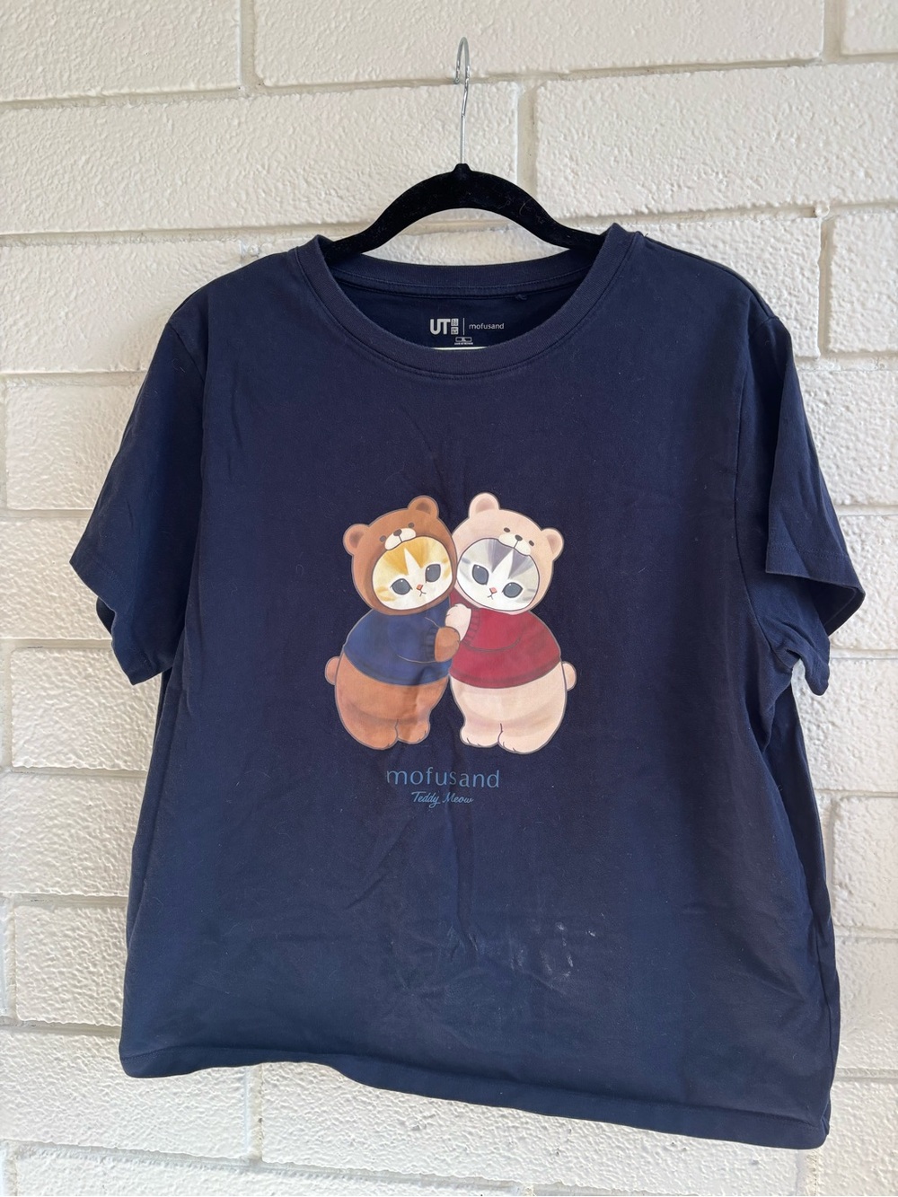 Uniqlo Mofusand Navy T-Shirt with Cute Bear Print